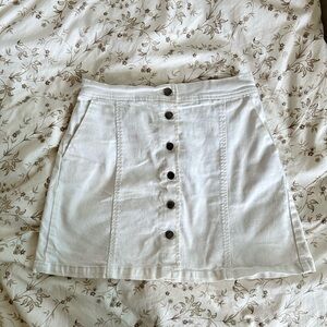 Bershka Denim Button Front Skirt - white with silver buttons
